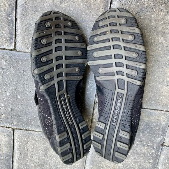 Skechers Womens SN 21406 Black Athletic Shoes Leather Round Toe Comfort Size 7 - Picture 7 of 11